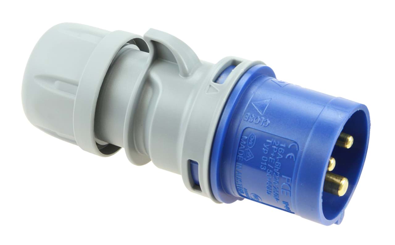 CEE steker 3p  16A 230V 6h blauw IP44 PCE TURBO