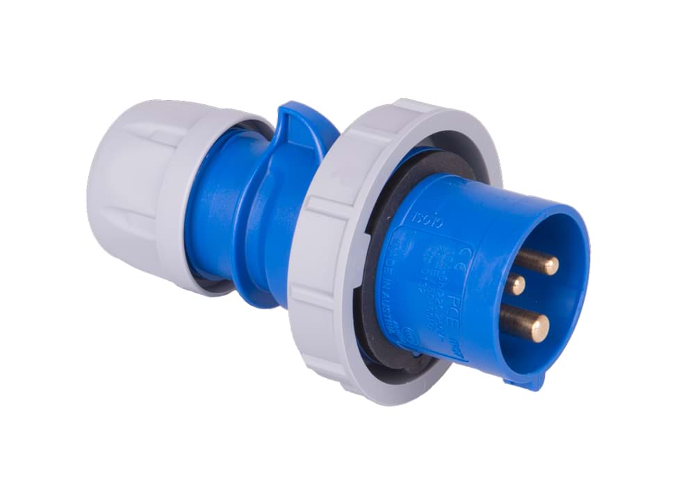 CEE steker 3p  16A 230V 6h blauw IP67 PCE