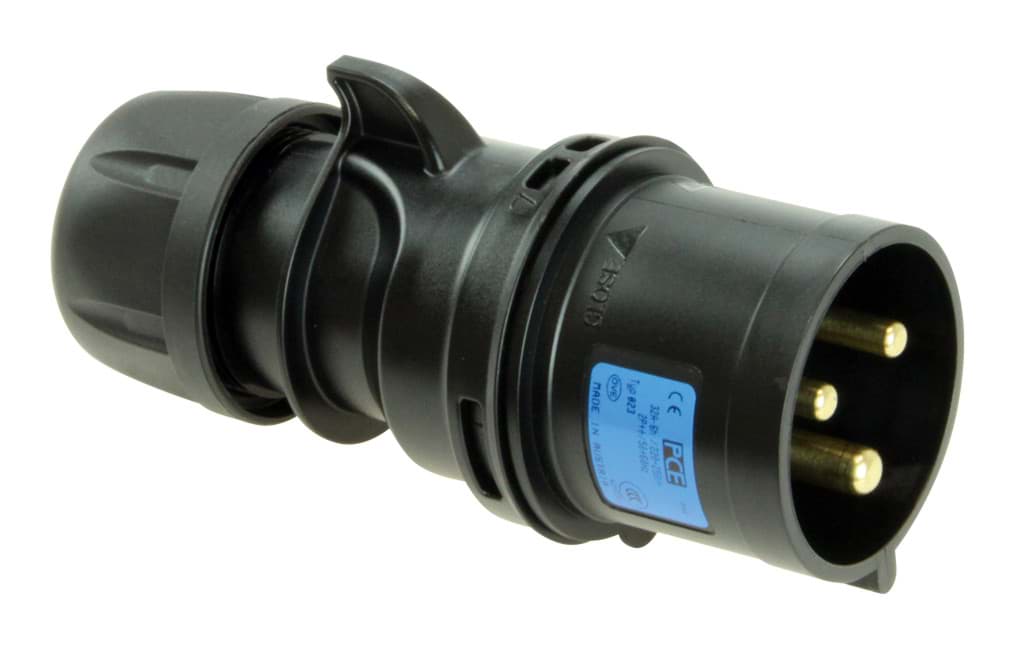 CEE steker 3p  16A 230V 6h zwart IP44 PCE