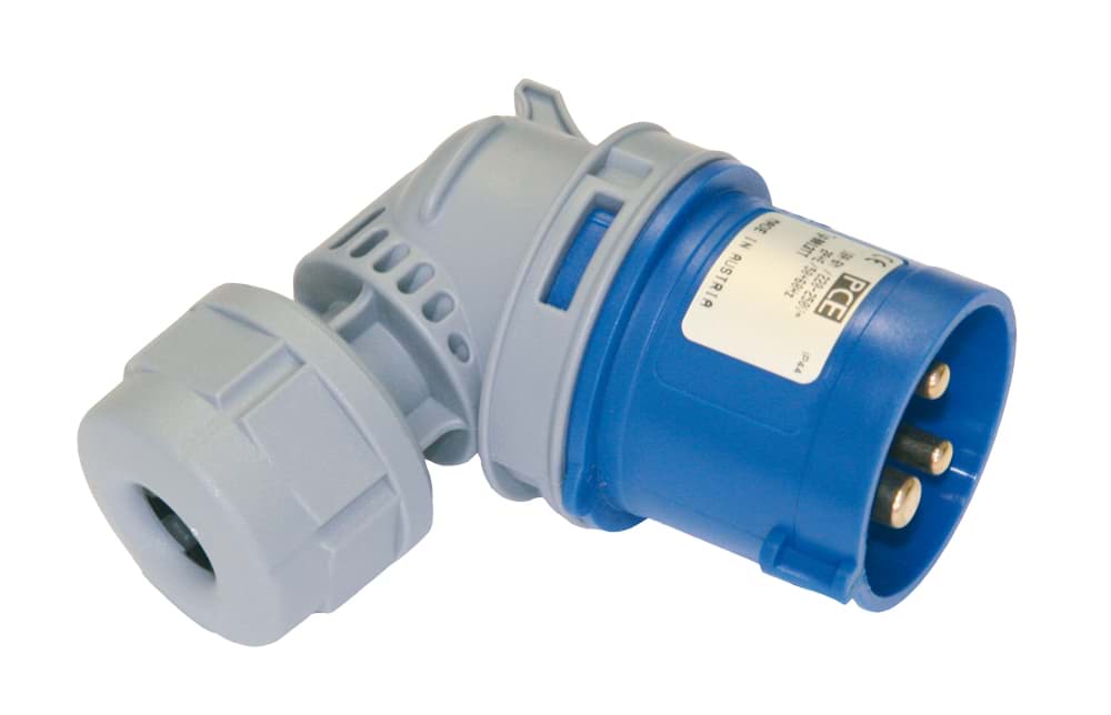 CEE steker 3p  16A 230V 6h blauw IP44 haaks PCE