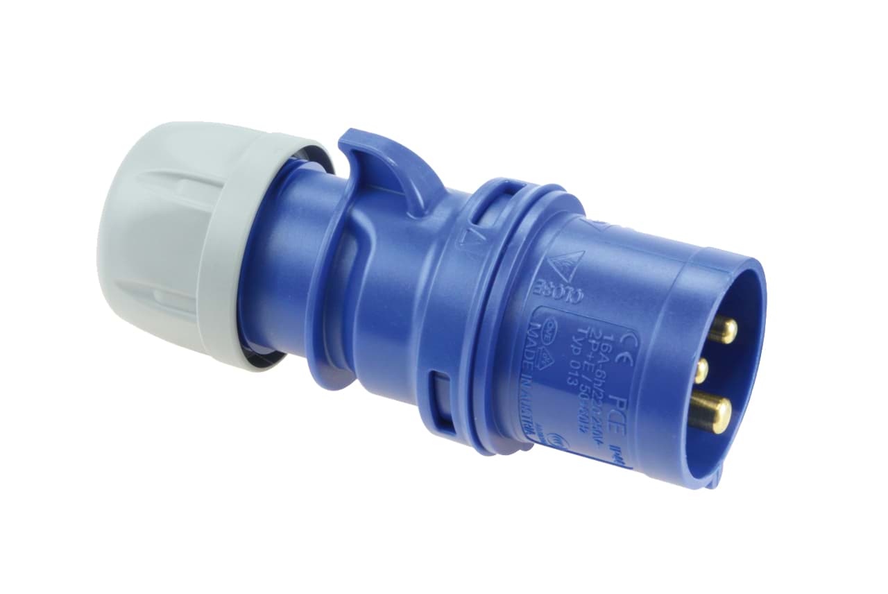 CEE steker 3p  16A 230V 6h blauw IP44 PCE