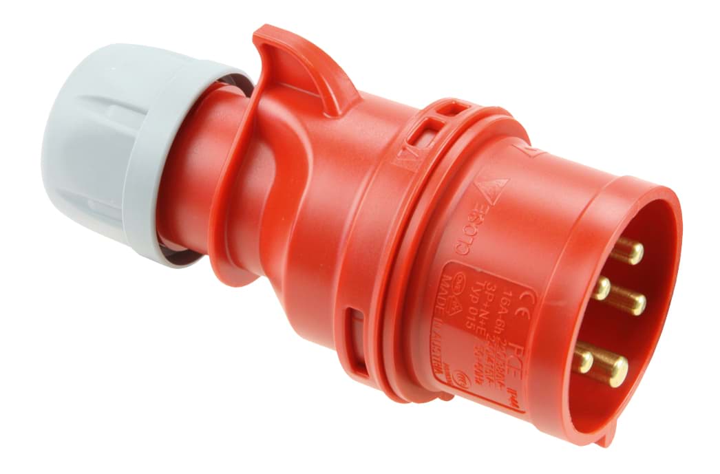 CEE steker 5p  16A 400V 6h rood IP44 PCE