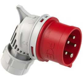 CEE steker 5p  32A 400V 6h rood IP44 haaks PCE