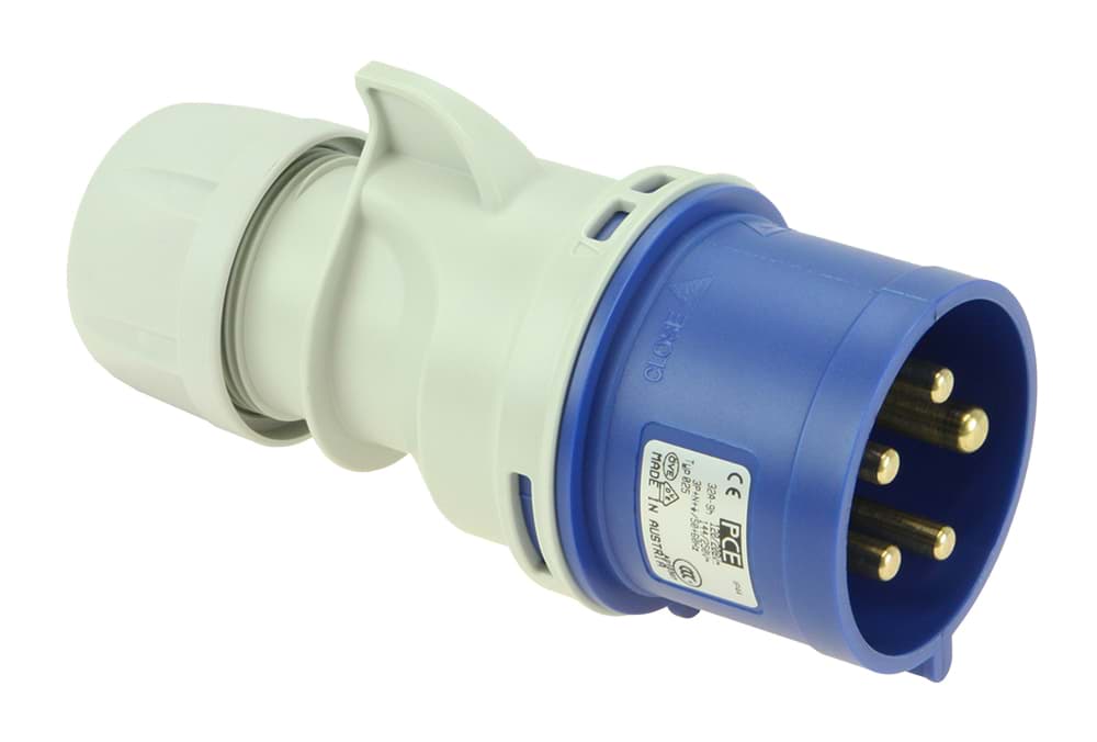 CEE steker 5p  32A 230V blauw 9h IP44 PCE