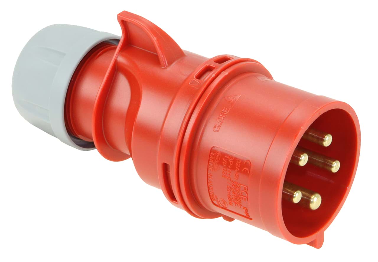 CEE steker 5p  32A 400V 6h rood IP44 PCE