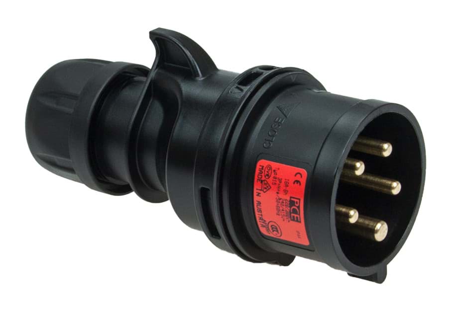 CEE steker 5p  32A 400V 6h zwart IP44 PCE