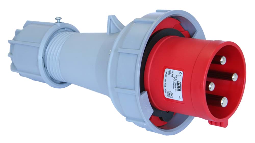 CEE steker 4p 125A 400V 6h rood IP67 PCE