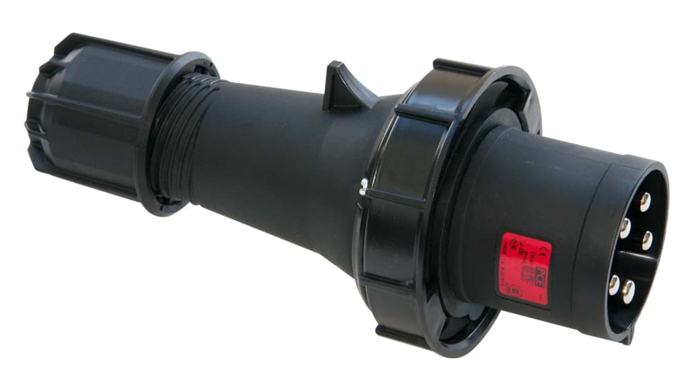 CEE steker 5p 125A 400V 6h zwart IP67 PCE