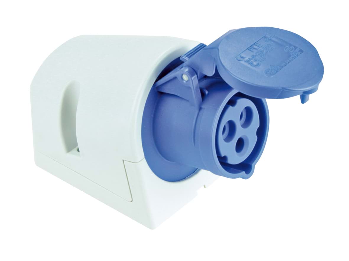 CEE wcd-opbouw 3p  16A 230V 6h blauw/grijs IP44 M25 PCE