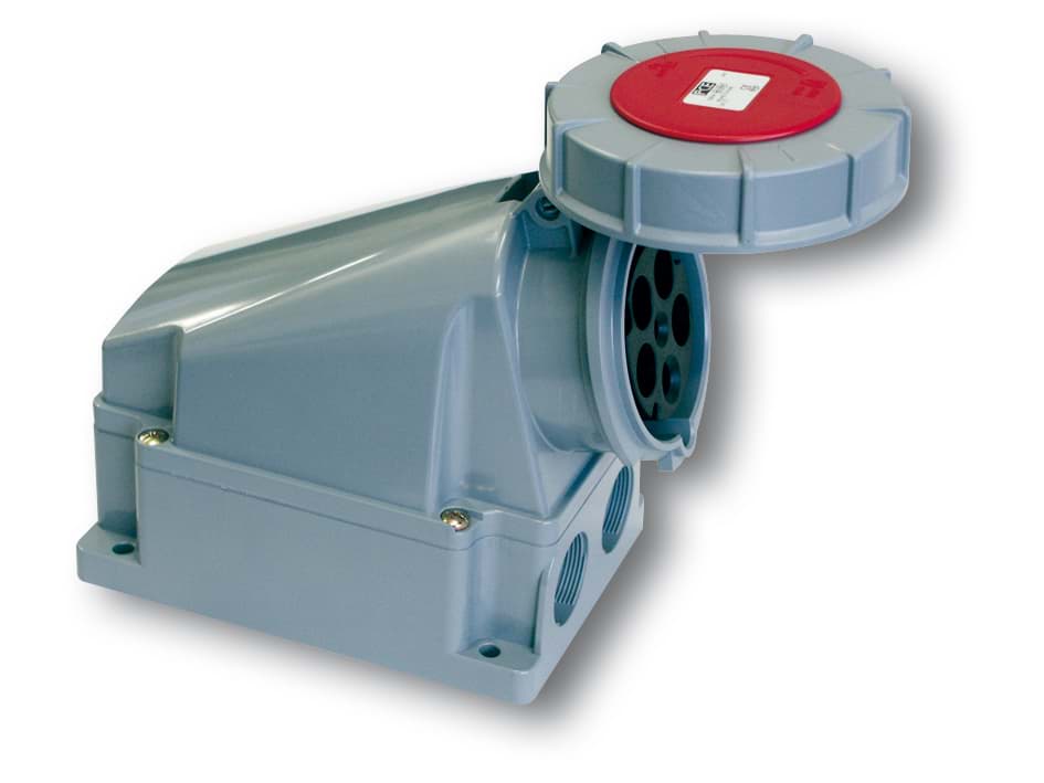 CEE wcd-opbouw 5p  63A 400V 6h rood IP67 M40(2xM32) PCE