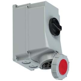 CEE wcd-opbouw 5p  63A 400V 6h rood IP67 M40(2xM32)+schakelaar PCE
