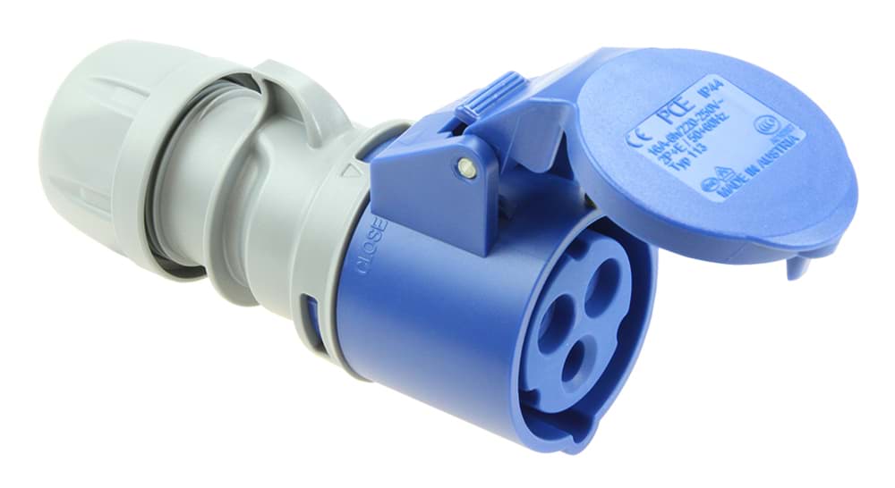 CEE koppeling 3p  16A 230V 6h blauw IP44 PCE TURBO