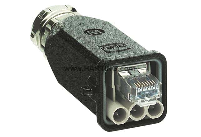 Han  3A-1LOCK Hybrid RJ45 300V AC kabeldeel