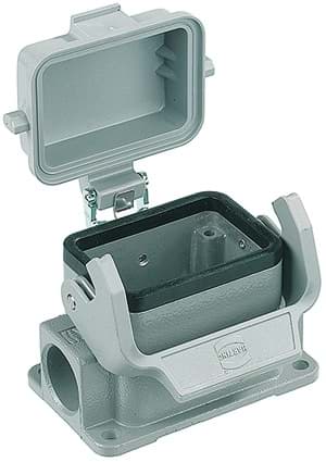 Han  6B-1LOCK opbouw laag 2xPG16 + kap PVC grijs