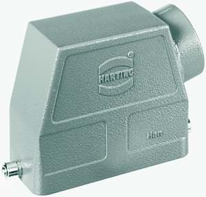 Han 10B-1LOCK kabelhuis hoog zij-invoer PG21 grijs