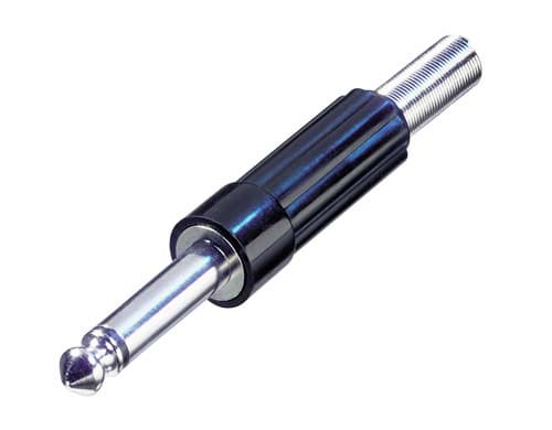 jack 6,3mm steker 2-polig kunststof+spiraal NYS