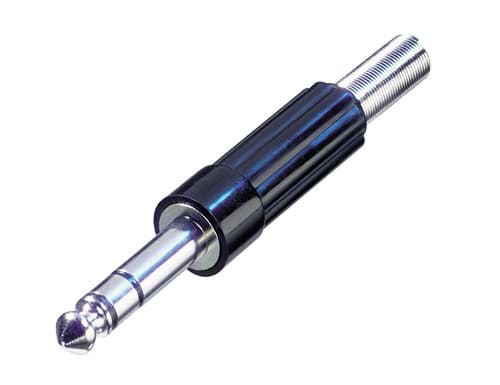 jack 6,3mm steker 3-polig kunststof+spiraal NYS