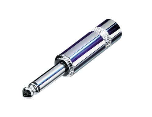 jack 6,3mm steker 2-polig nikkel kabelOD<8mm NYS