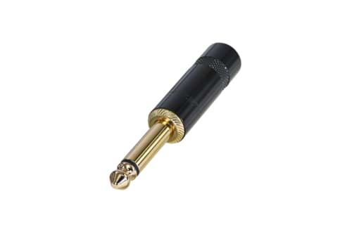 jack 6,3mm steker 2-polig zwart goud NYS