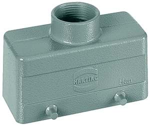 Han 10B-2LOCK kabelhuis laag top-invoer PG16 grijs