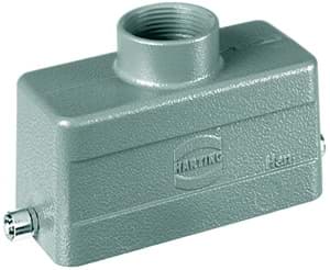 Han 16B-1LOCK kabelhuis laag top-invoer PG21 grijs