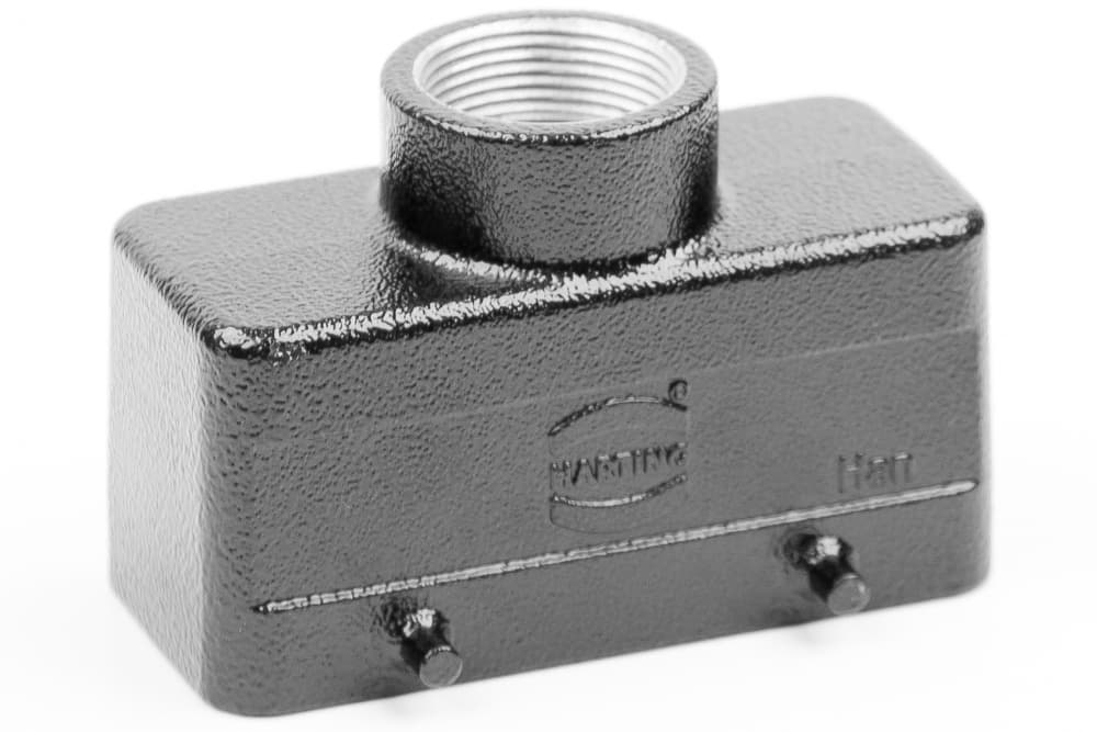 Han 16B-2LOCK kabelhuis laag top-invoer PG21 zwart