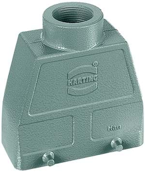 Han 16B-2LOCK kabelhuis hoog top-invoer PG29 grijs