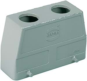 Han 16B-2LOCK kabelhuis hoog top-invoer 2xPG21 grijs