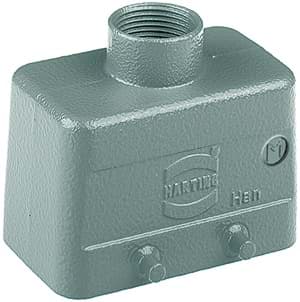 Han 10B-2LOCK kabelhuis laag top-invoer M20 grijs