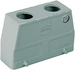 Han 16B-2LOCK kabelhuis hoog top-invoer 2xM25 grijs