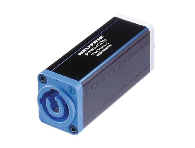 powerCON 20A koppelstuk 2 pin + aarde blauw met grijs