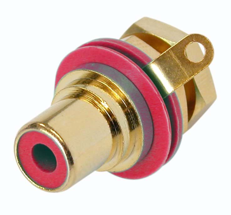 RCA chassis+isolatie goud/rood