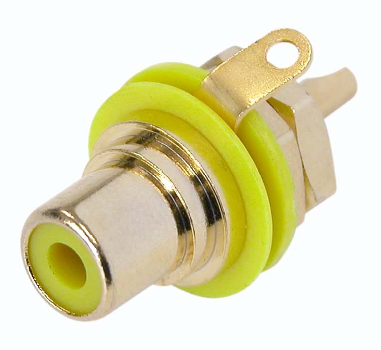 RCA chassis+isolatie goud/geel