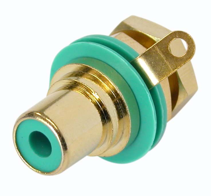 RCA chassis+isolatie goud/groen