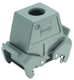 Han 10B-2LOCK koppelhuis hoog top-invoer M25 grijs