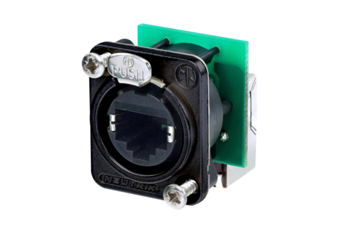 etherCON cat5e chassis-D RJ45 haaks zwart