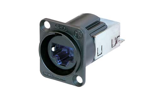 etherCON Push-Pull IP65 CAT6 10G chassis IDC D-shape black