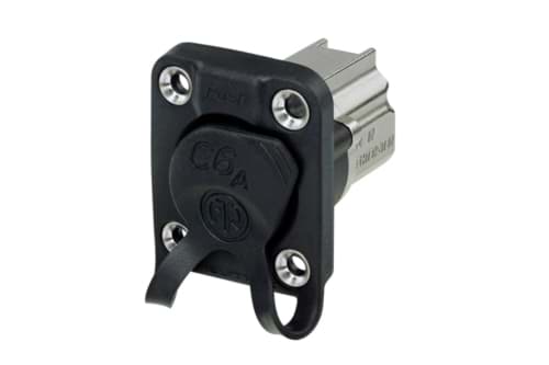 etherCON CAT6A chassis D-shape RJ45 zwart met kap IP65
