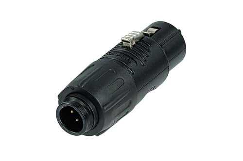 koppeladapter TINY XLR-3p-male <> XLR-3p-female zwart goud