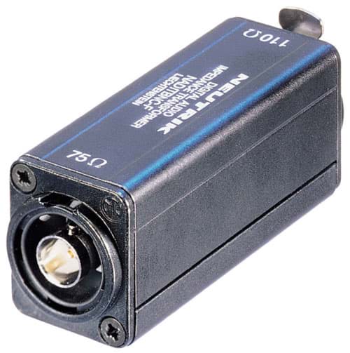 adapter AES/EBU + trafo 110-75 Ohm / BNC female <> XLR-female panel