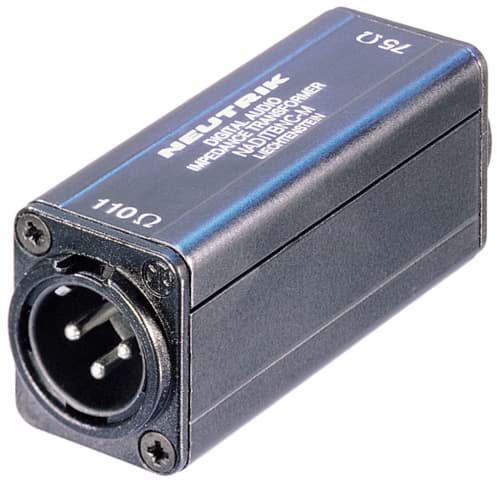 adapter AES/EBU + trafo 110-75 Ohm / BNC female <> XLR-male panel