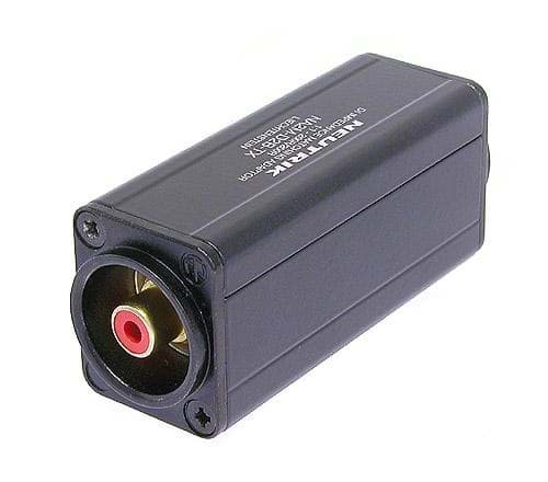 adapter audio+trafo / XLR-male <> RCA female rood