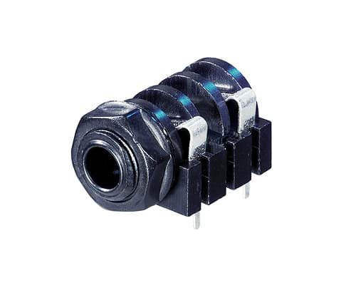 jack 6,3mm chassis 2-polig PCB8 PVC nut NYS