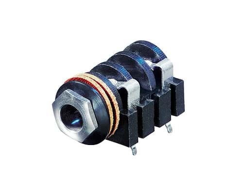 jack 6,3mm chassis 2-polig PCB8 chrome nut NYS