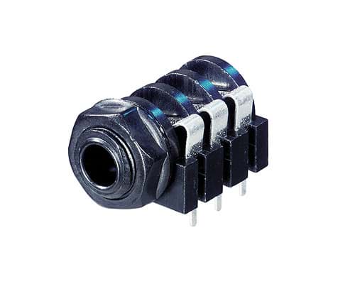 jack 6,3mm chassis 3-polig PCB8 PVC nut NYS