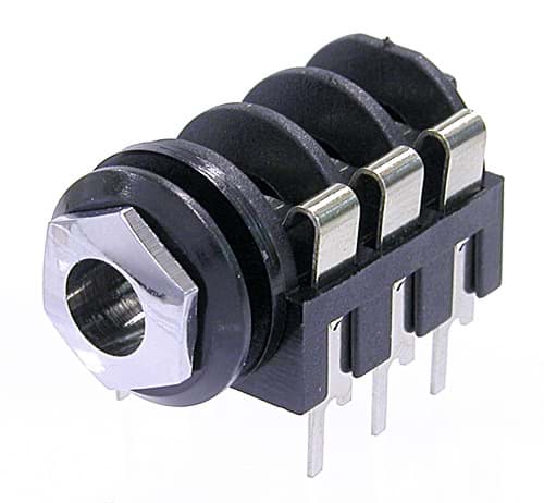 M-Line stereo jack switched chrome ferrule and straight PCB pins