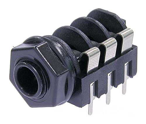 M-Line stereo jack switched full threaded nose and straight PCB