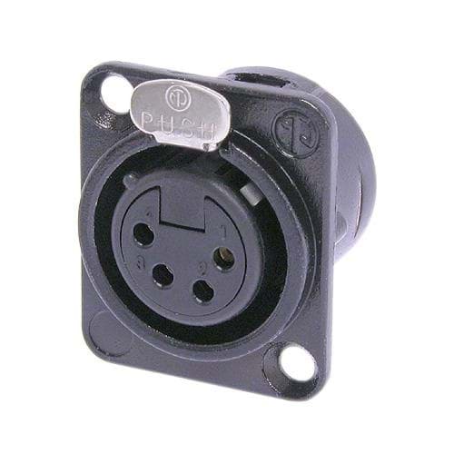 XLR chassis DL 4 pin bus zwarte behuizing goudcontacten