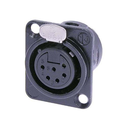 XLR chassis DL 6 pin bus zwarte behuizing goudcontacten