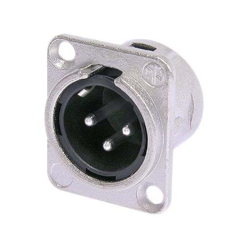 XLR chassis DL 3 pin pen nikkel behuizing zilvercontacten